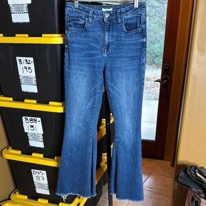 Forever 21 Blue Raw Hem Flare Wide Leg Jeans Size 27